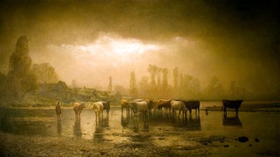 Countryside at Munkacs Watering by Laszlo Mednyanszky